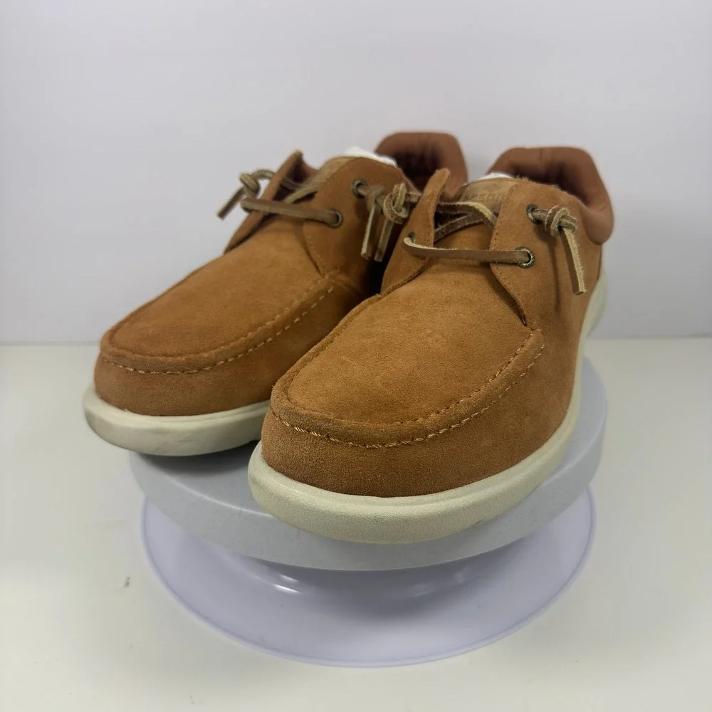 Sperry Top-Sider Suede‎ Boat Shoes Tan Moc Toe Casual Men's Size 10.5